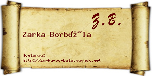 Zarka Borbála névjegykártya